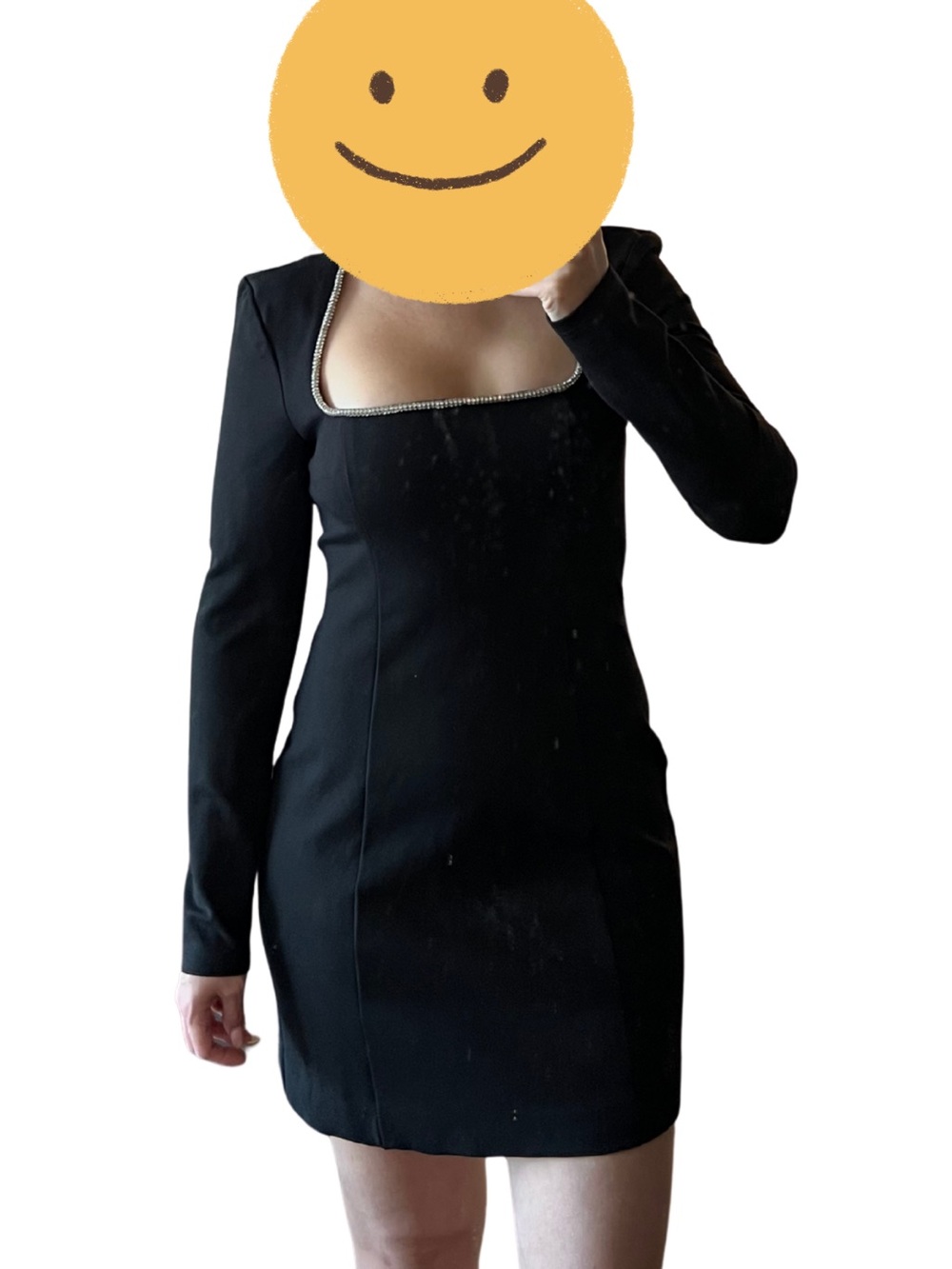 Elliatt Black Square-Neck Mini Dress with Embellished Trim